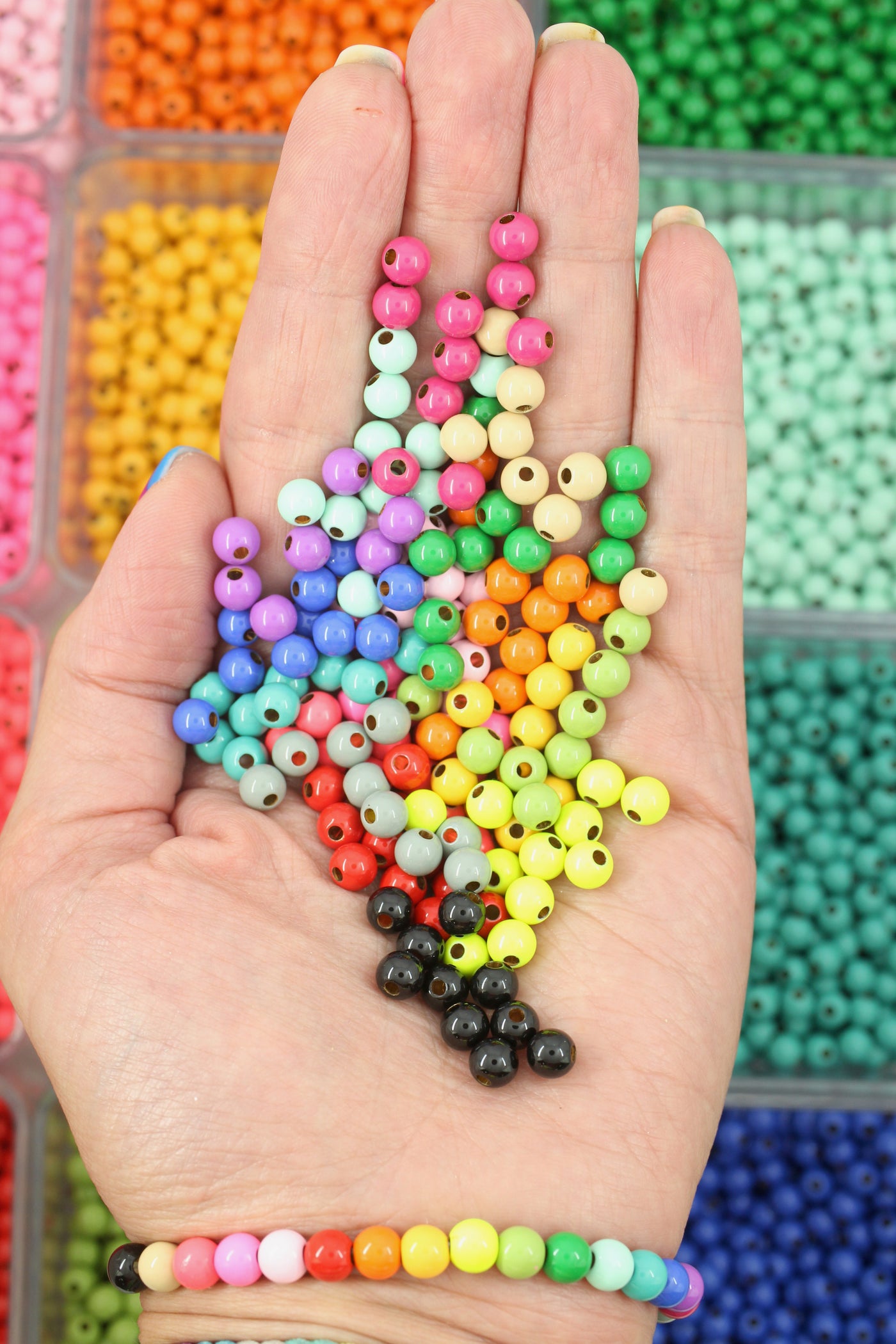 NEW! Enamel Sprinkles Round Beads for DIY Jewelry, 6mm, 1 bead
