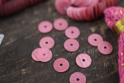 Dusty Rose Flat Sequins: 6mm Vintage Jewelry Making & Assemblage Supplies, Heishi Disc Spacer Beads