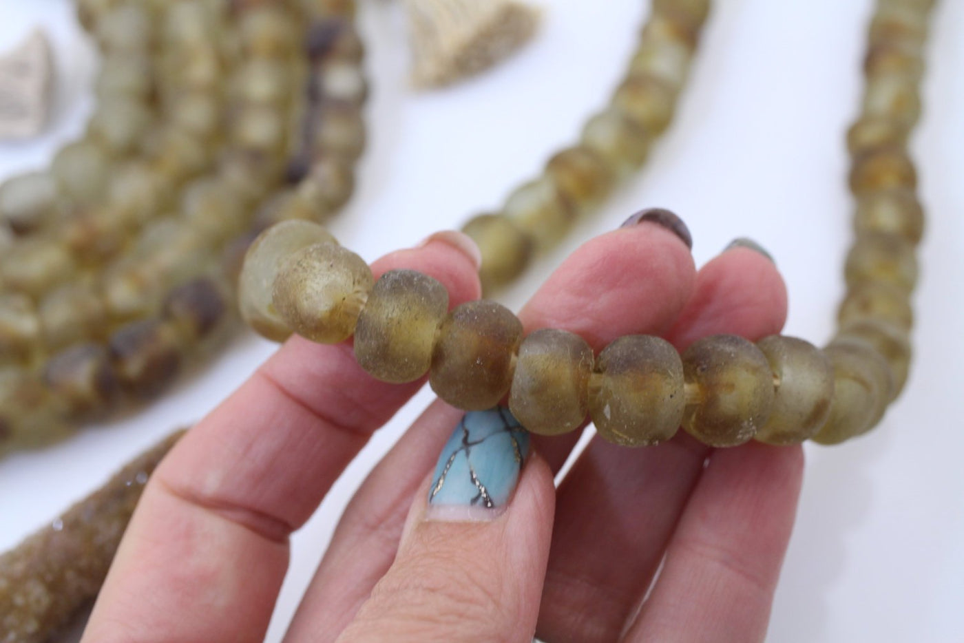 12mm Brown Swirl Ghana Krobo Beads, Recycled Jewelry Making Supplies, Boho Tribal Necklace