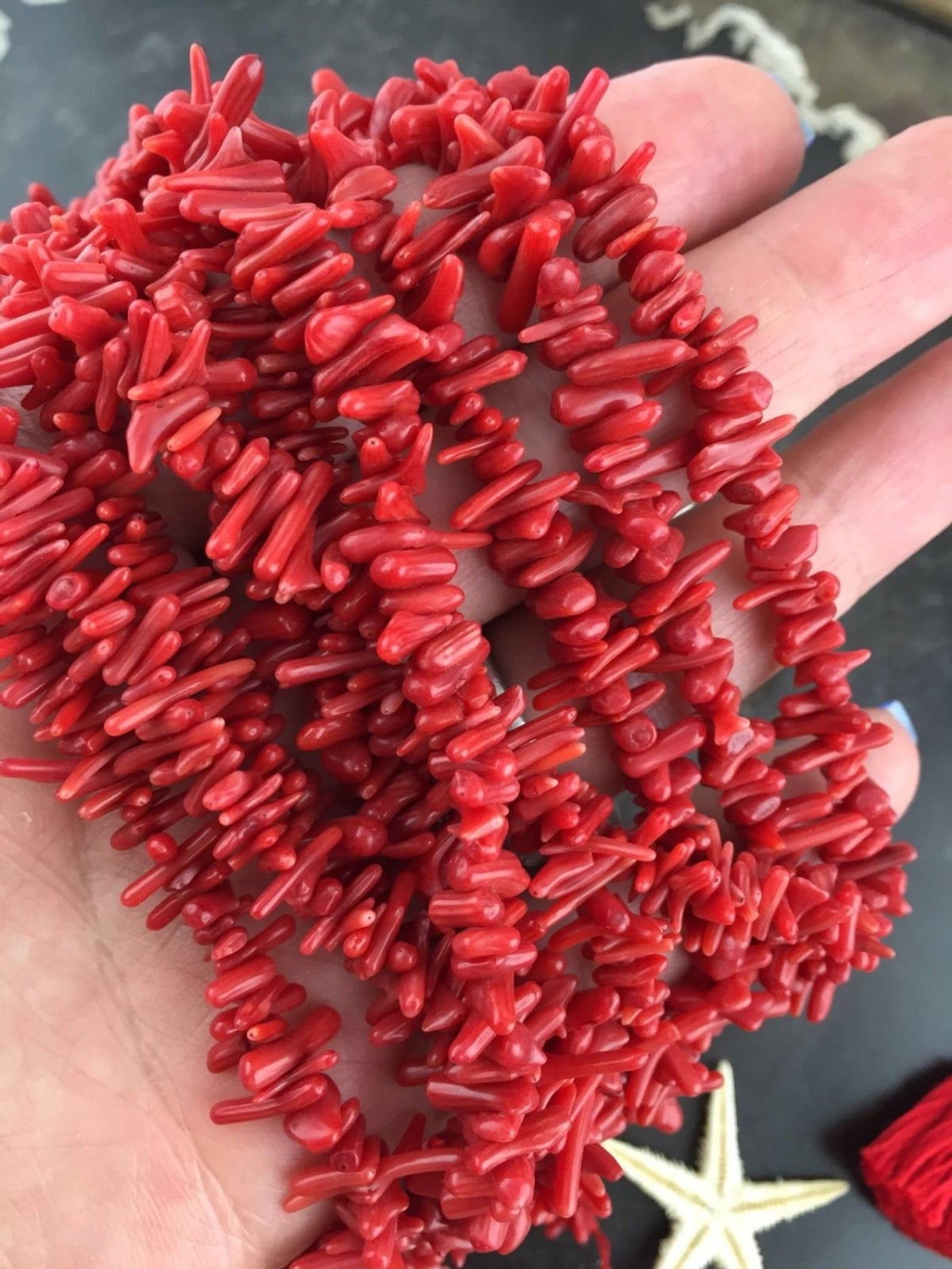 Red Branch Coral Stick Beads: Destash Closeout Sale, 2x10mm, Craft Jewelry Making Supplies, Natural Spacers, Southwestern Style, 10 Strands