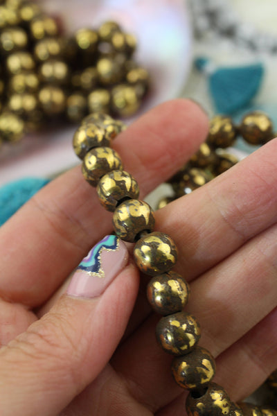 Golden Sparkle: 10 Loose Hollow Brass Beads, 10mm
