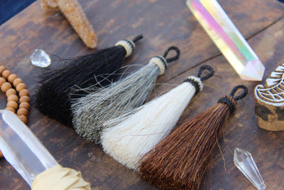 Natural Horse Hair Tassels, 4.5" - ShopWomanShopsWorld.com. Bone Beads, Tassels, Pom Poms, African Beads.