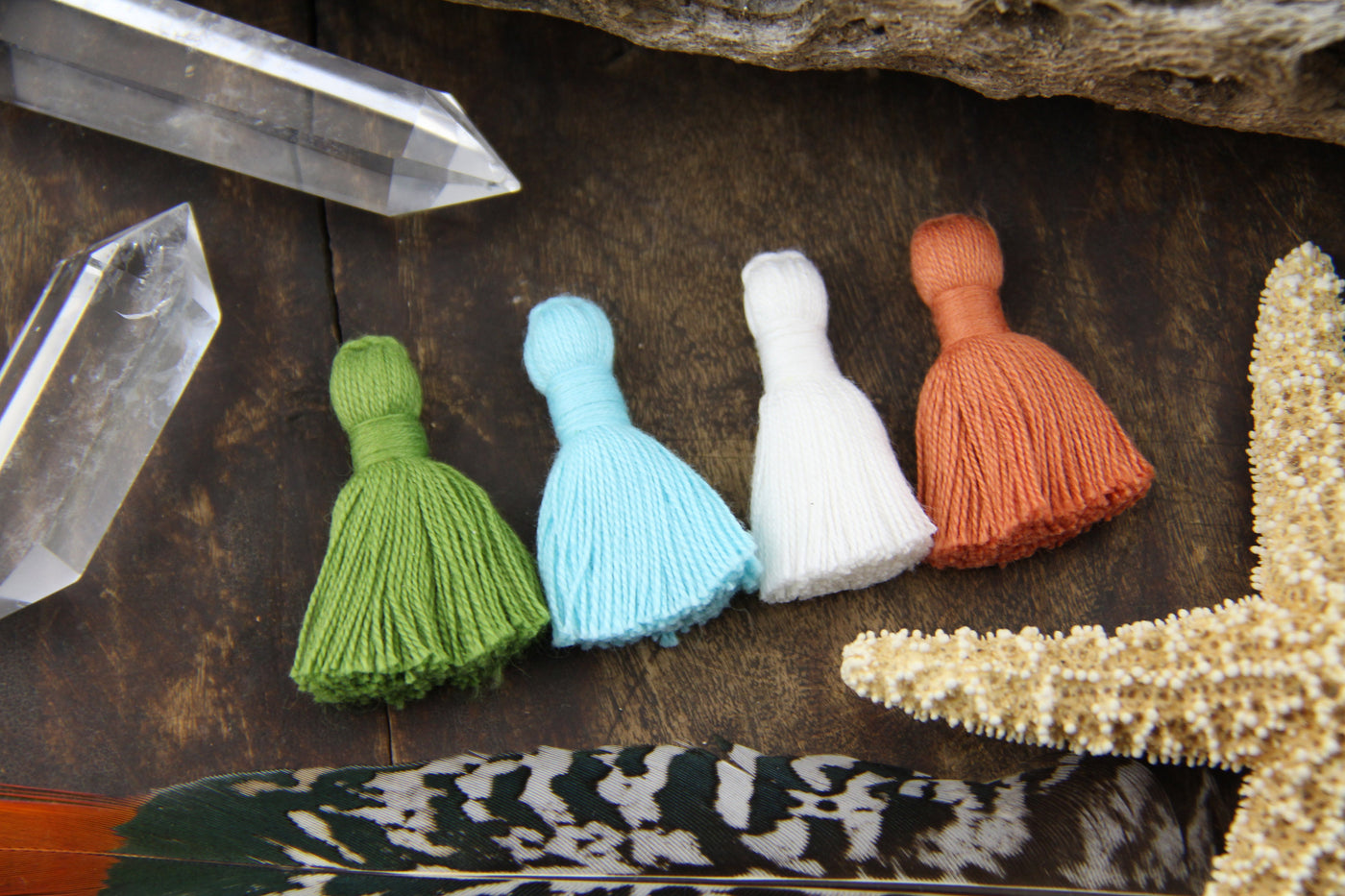 Four Elements Tassel Mix, 1.25" Cotton Fringe w/Solid Binding, 4pieces