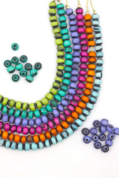 Bead Bundle: Handmade Rondelle Spacer Bone Beads, 9x7mm, 6 Strands & Colors, 180+ Beads,