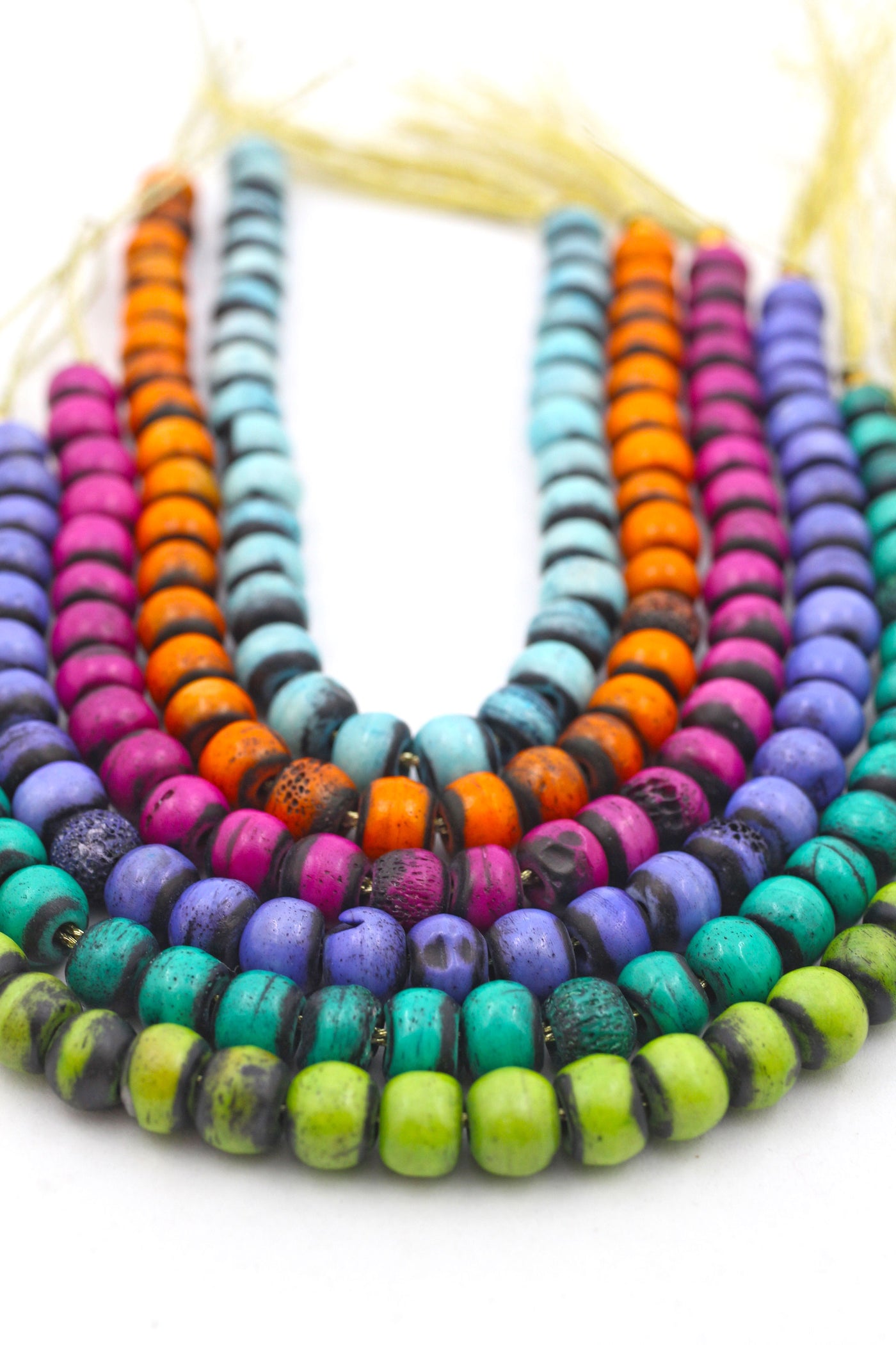 Bead Bundle: Handmade Rondelle Spacer Bone Beads, 9x7mm, 6 Strands & Colors, 180+ Beads,
