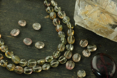Gazing Pond: Tourmaline Smooth Pebble Beads / 10 beads, 5x5mm / Translucent Pink, Green, Grey, Natural Gemstone / Jewelry Making Supplies