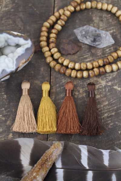 Carmel & Chocolate Mixed Color Tassel Pack: 2" Neutral Silky Tassels, Brown Jewelry Making Supplies