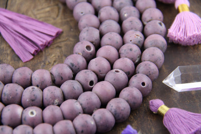 Round Glass Beads: 14mm Purple Pitted Czech Glass Beads, Bohemian Jewelry, 29" Necklace, 60pc