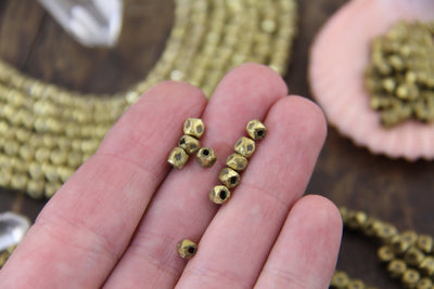 Vintage Tuareg Beads: Gold Brass Cube Spacers, 10 pieces, 4x3.5mm