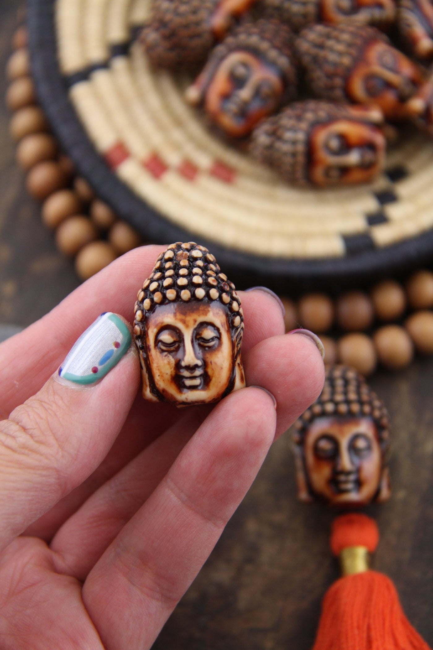 Peaceful Buddha Beads: 1.25" Resin Jewelry Making Supplies, 2 pieces
