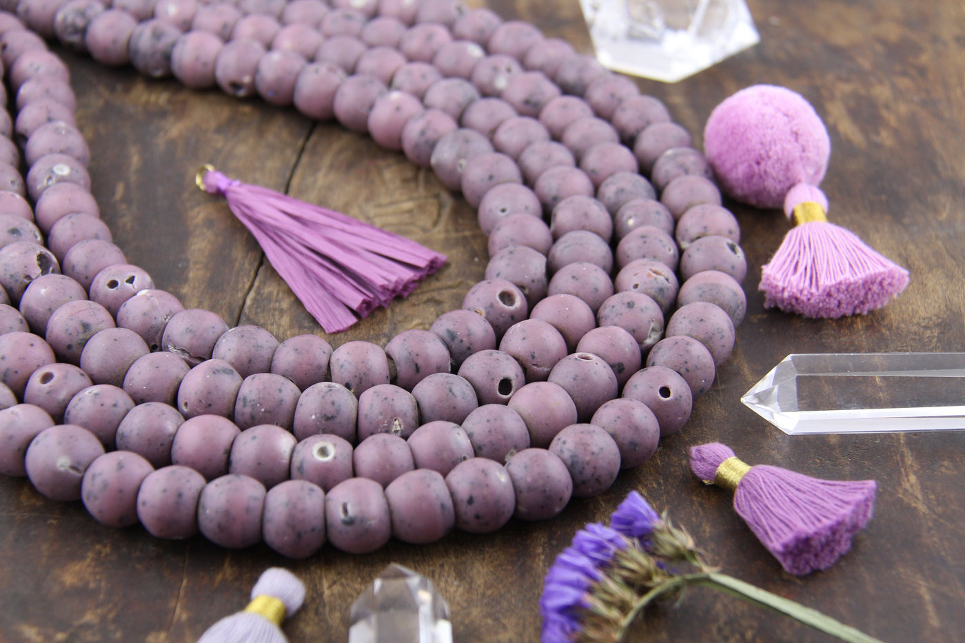 Round Glass Beads: 14mm Purple Pitted African Trade Beads, Tribal Jewelry Making Supplies, 60pc