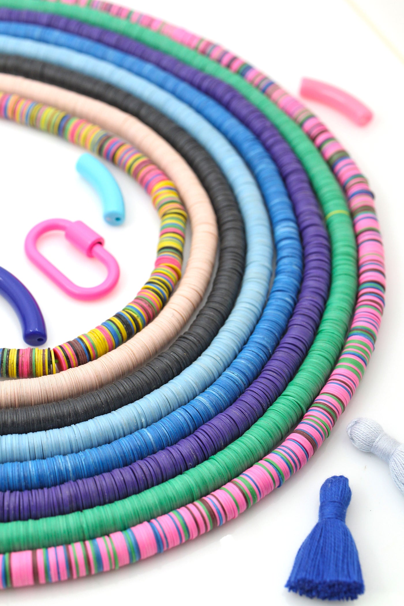 8mm African Vinyl Record Beads, Colorful Heishi Thin Disc Spacer Beads