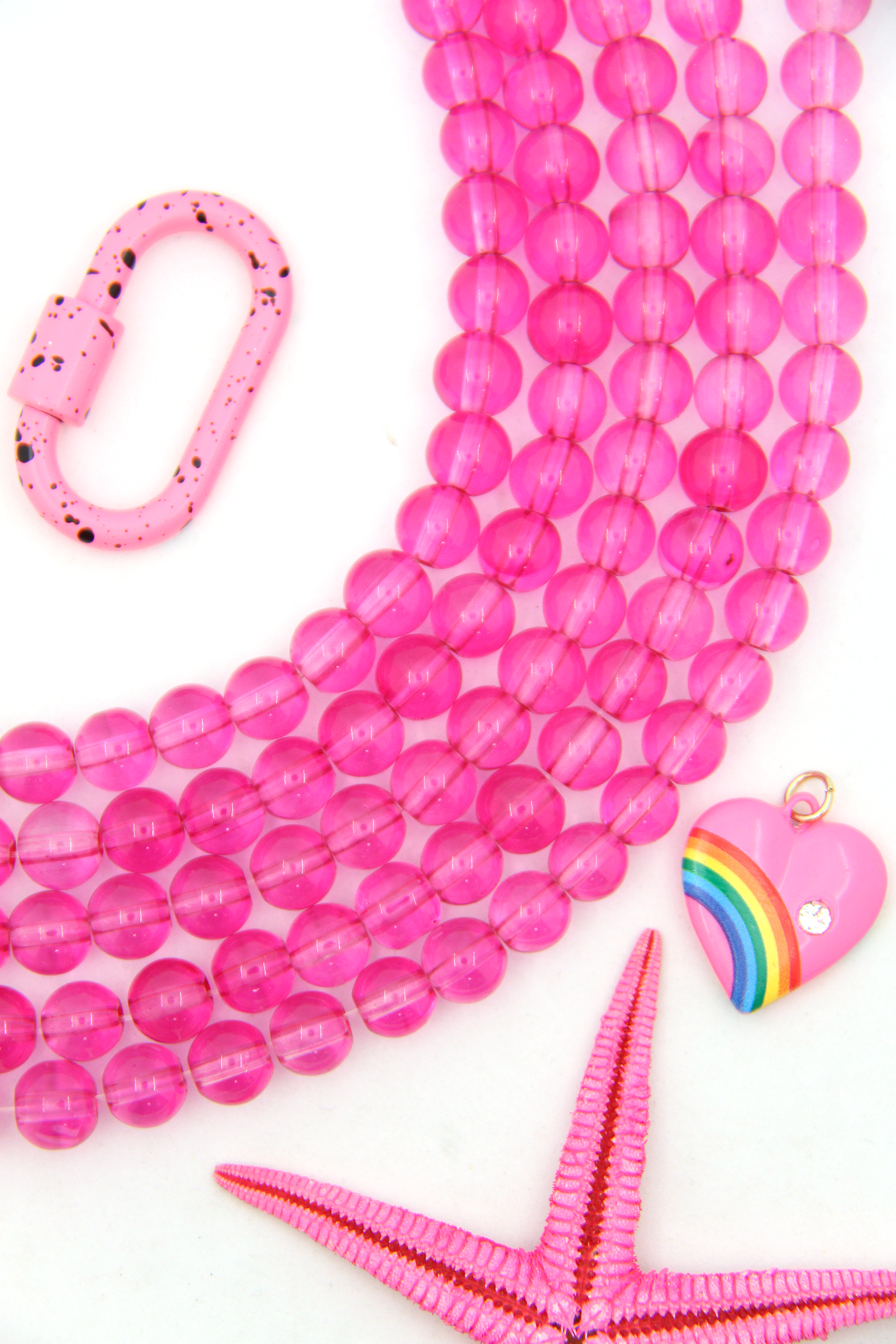 8mm Hot Pink Barbiecore Round Glass Beads, 25 Beads, Pink Aesthetic Beads for Making Bracelets