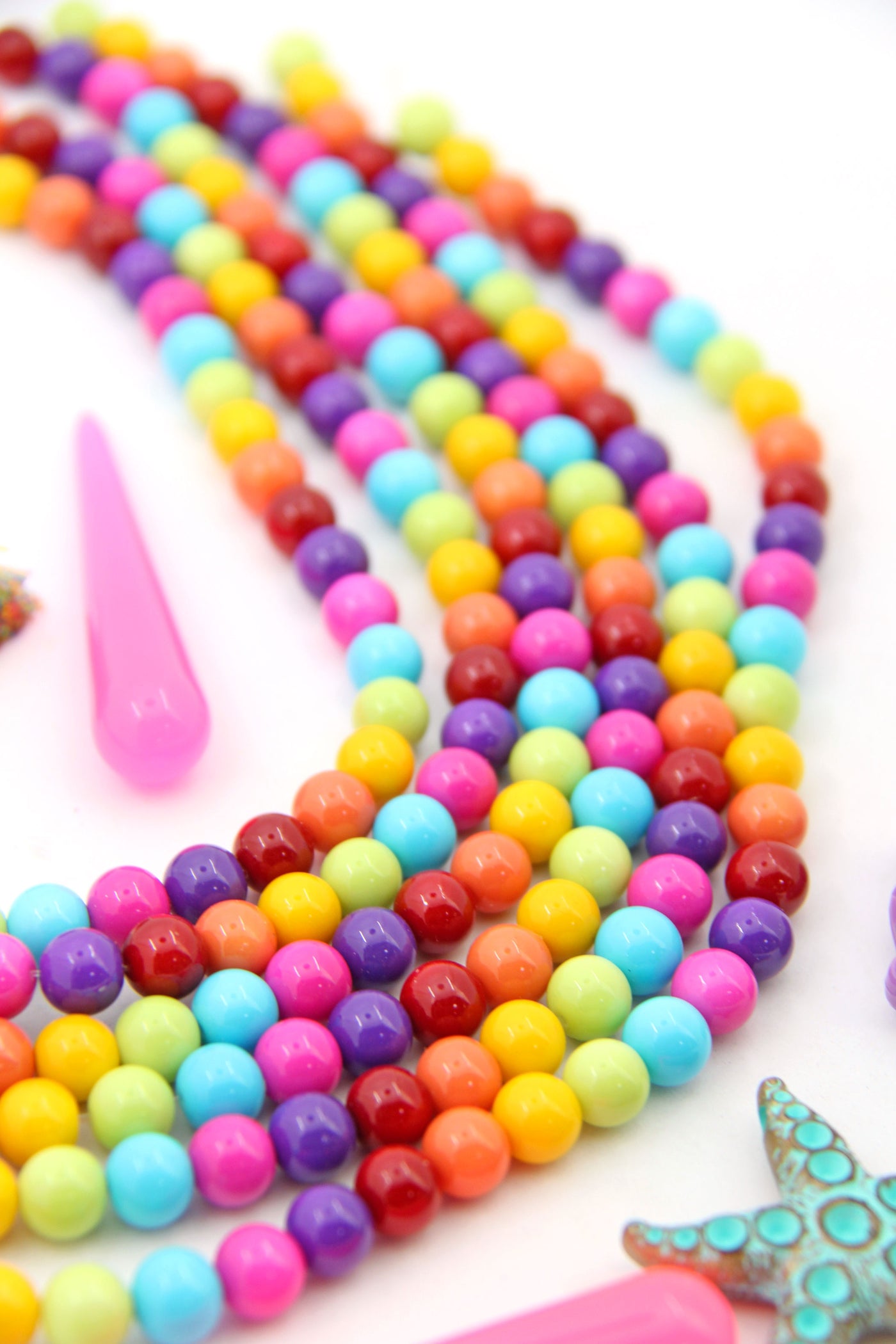 Ceramic Gumballs Round Rainbow Beads for DIY Jewelry, 8mm, 50+ Beads