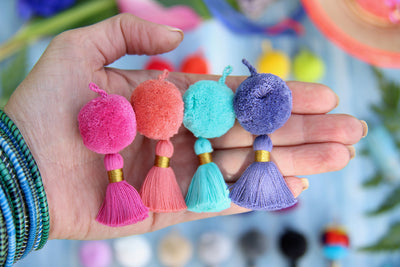 Pom-Tassel Charms, Handmade Pom Pom Tassels for Earring/Necklace