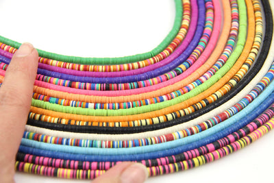 4mm Vinyl Record Beads: Ghanaian Handmade Heishi Disc Spacers, Unique Boho Necklace, 17 Colors