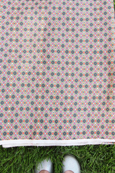 Boho Burlap Fabric from India, 53" Wide, Geometric Textile by the yard
