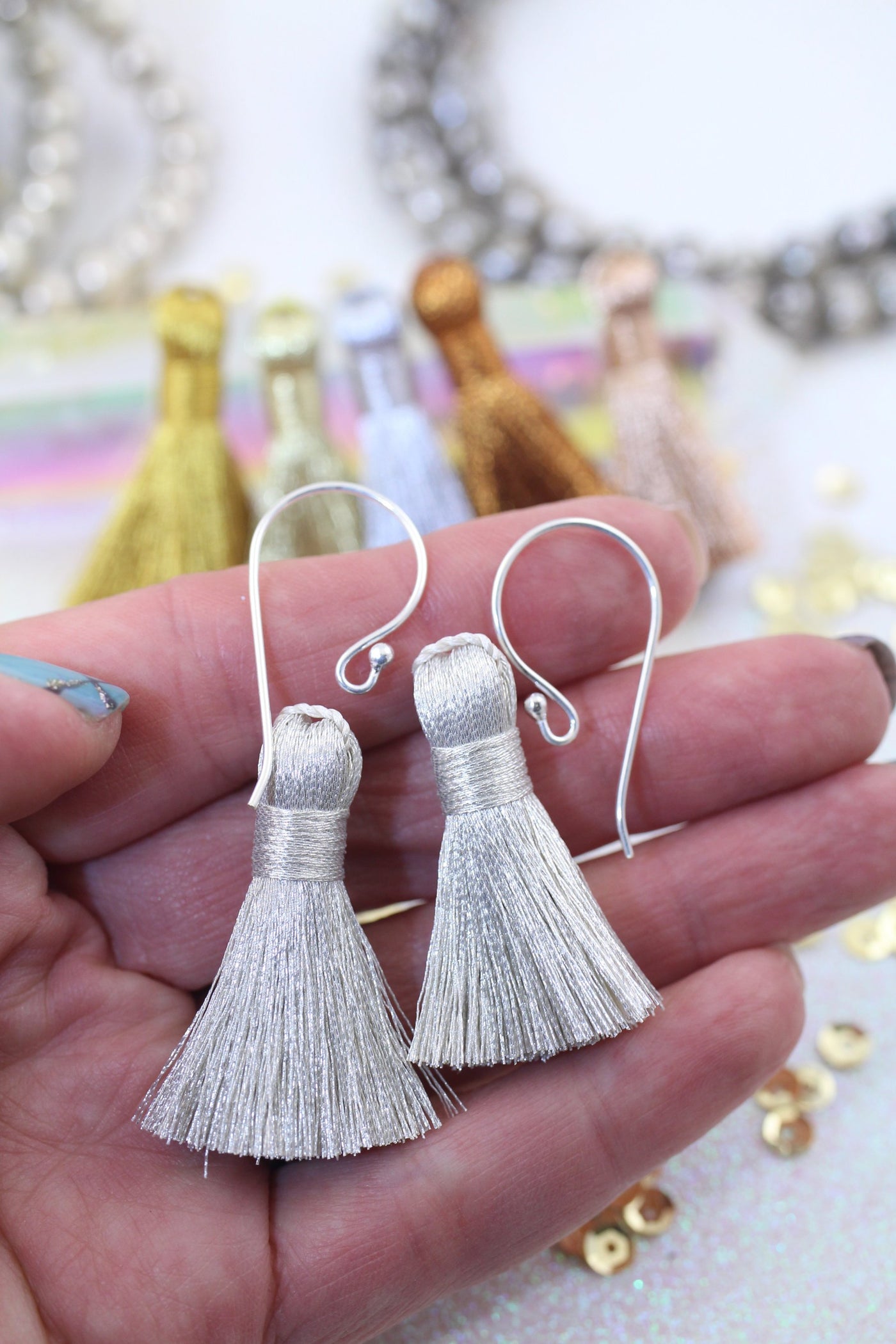 Metallic Tassels: 1.25 Handmade Tassels for Making Earrings/Jewelry