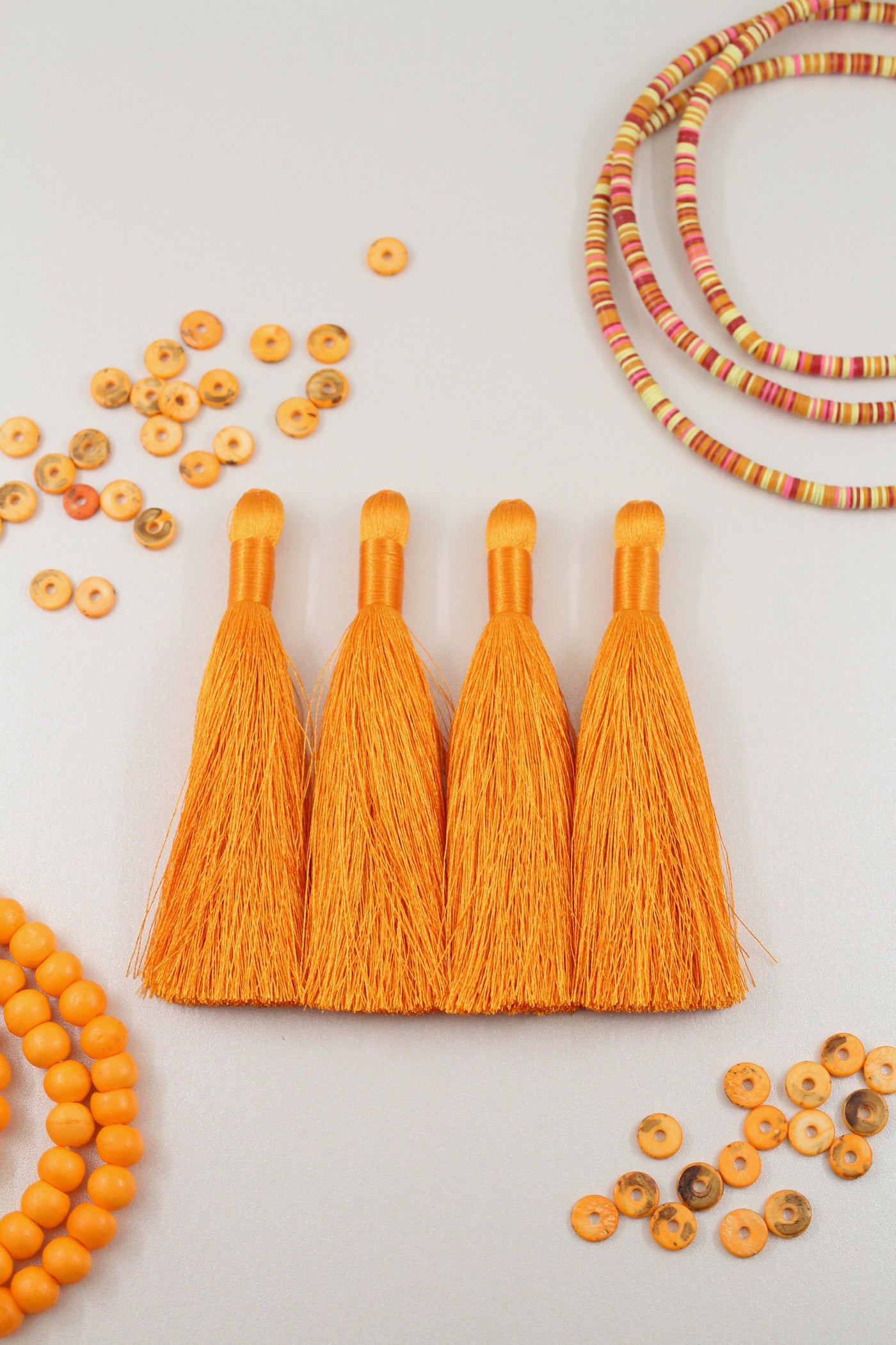 Silky Luxe Tassels: Orange 3.5" Jewelry Making Fringe Pendant