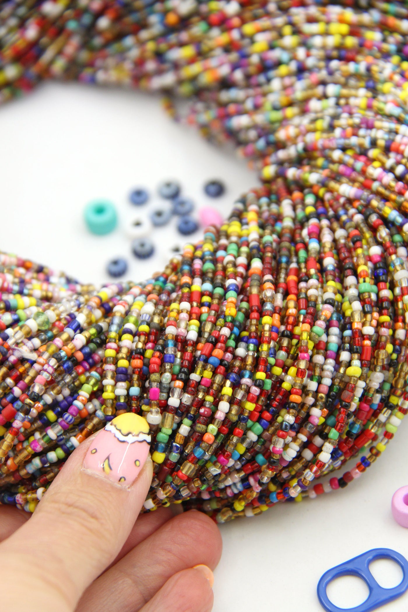 Small Vintage Christmas, African Love Beads, 3-5mm, 40" Strand