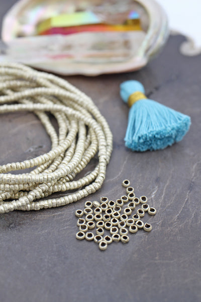 African Nickel Silver Heishi Beads, 3x1mm, 14" Strand