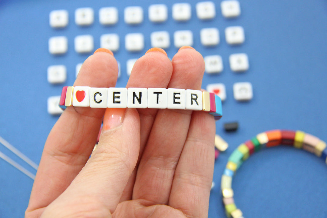Alphabet Enamel Tile Beads, Square 2-Hole Letter Beads for Stacking Br