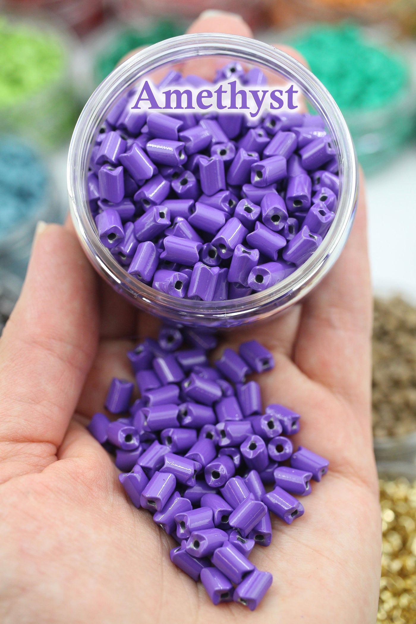 Amethyst Purple Enamel Beads for making DIY stretch bracelets