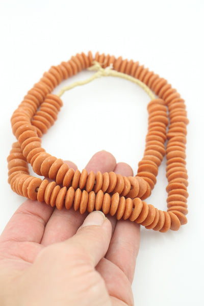 Handmade Orange Powdered Glass Beads from Africa
