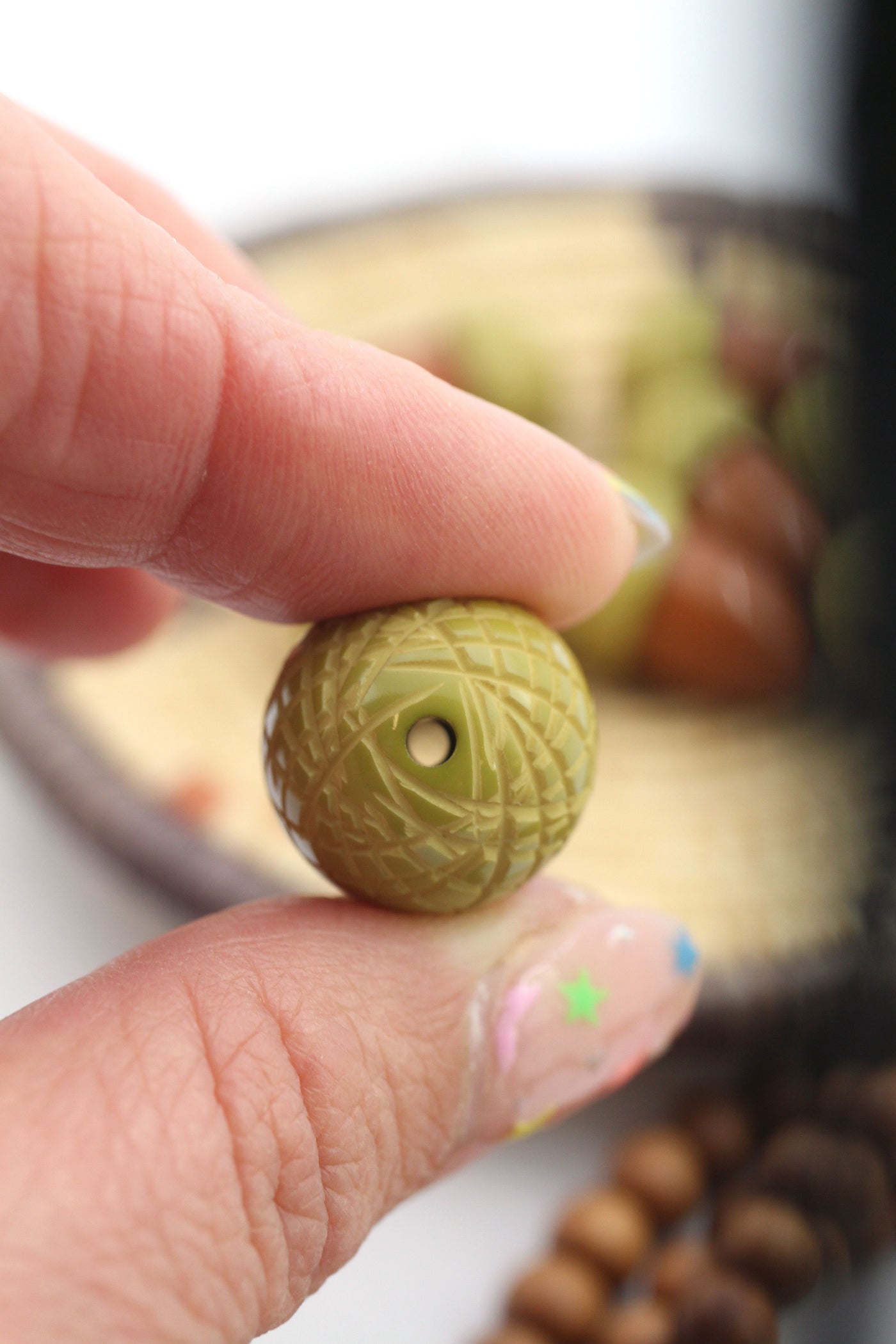 Acorn Charm, Hand Carved Resin Bead