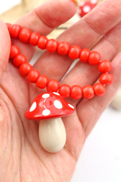 Magic Mushroom Charm, Hand Carved Resin Bead from Italy, Ava Motherwell Collection