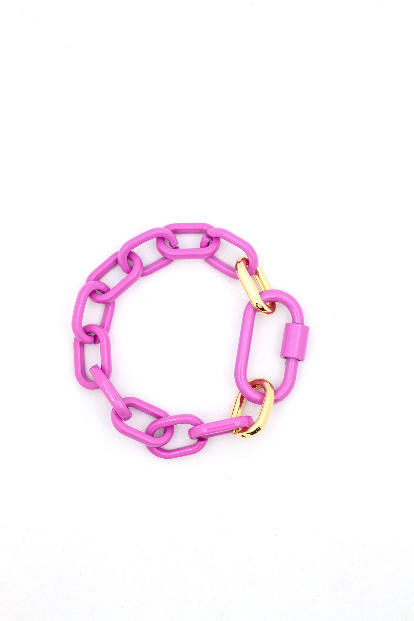 Luxe Link Enamel Chain Bracelet with Carabiner Lock Clasp, Assorted Co ...
