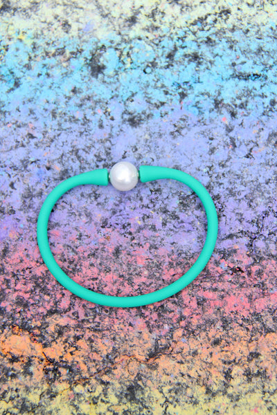 Janis The Pearl Silicone + Pearl Bracelets, Waterproof Everyday Bangle, Assorted Adult & Kids Sizes