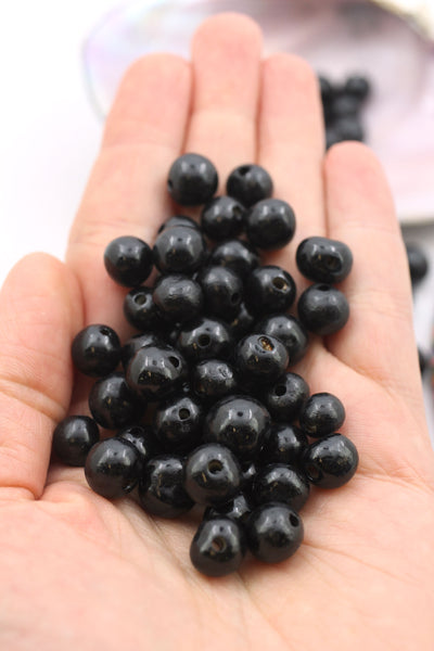Midnight Black: Real, Natural Acai Beads, 10mm, 100 beads