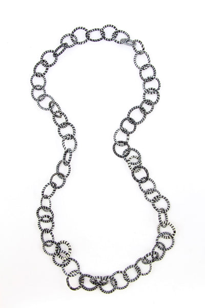 Black and White Recycled Flip Flop Loop Necklace from Mali