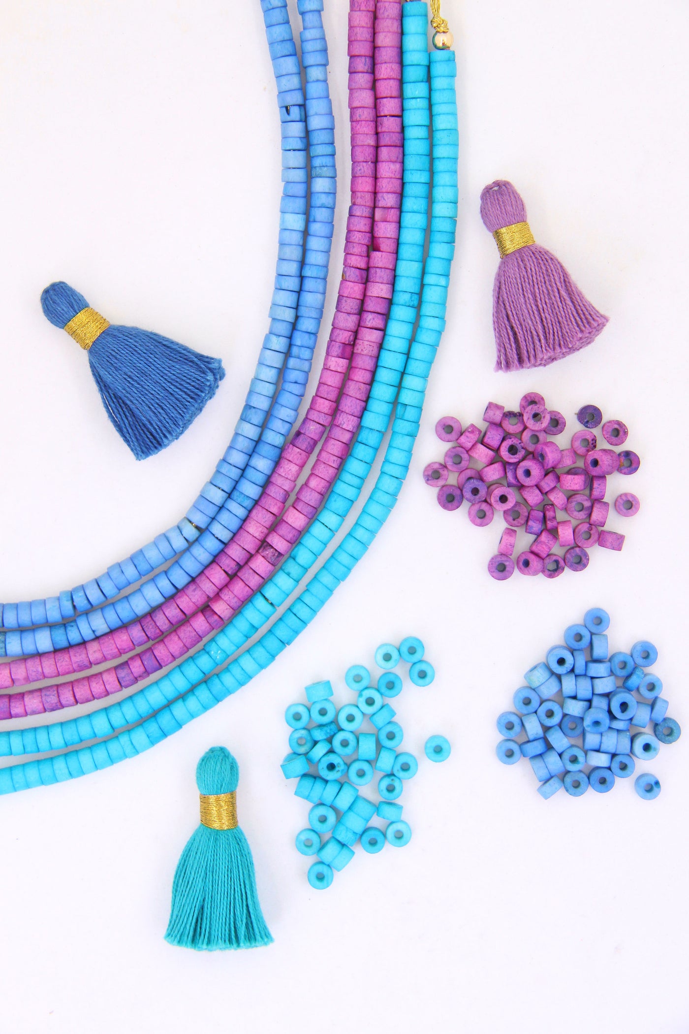 Natural Spacer Beads: 5x4mm Turquoise, Blue, Purple Heishi, Tube 