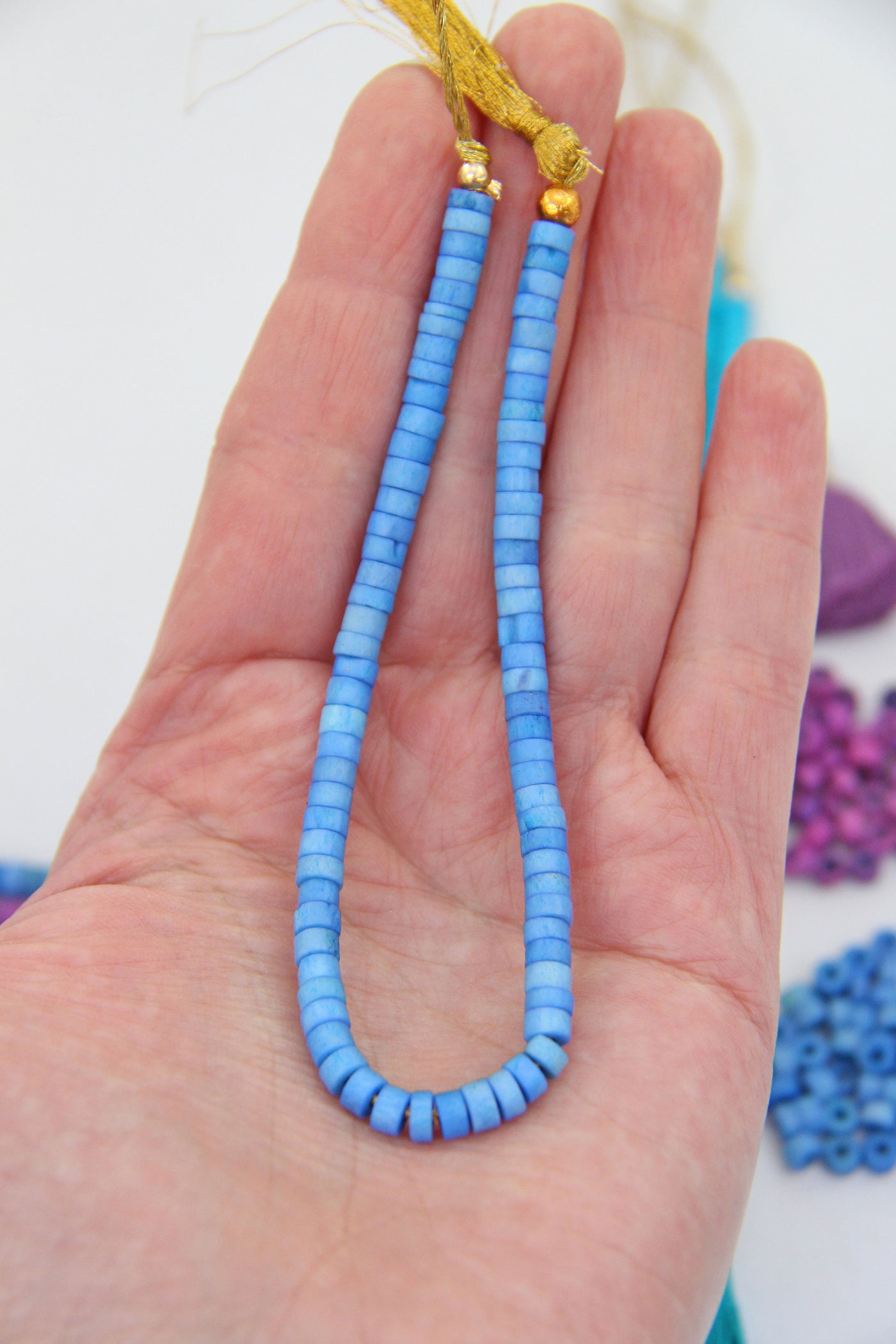 Natural Spacer Beads: 5x4mm Turquoise, Blue, Purple Heishi, Tube Shaped