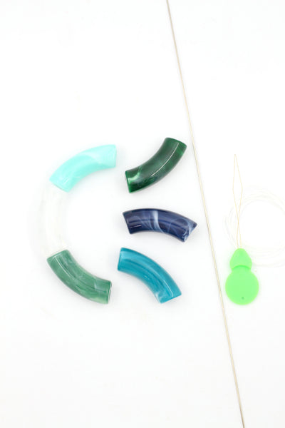 DIY Kit, Curved Acrylic Bamboo Bead Bracelet Kit, Choose your Colors