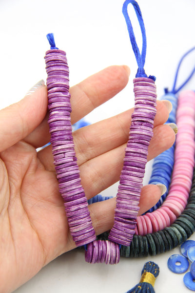 Purple Handmade Heishi Disc Beads for Making Bracelets and Necklaces