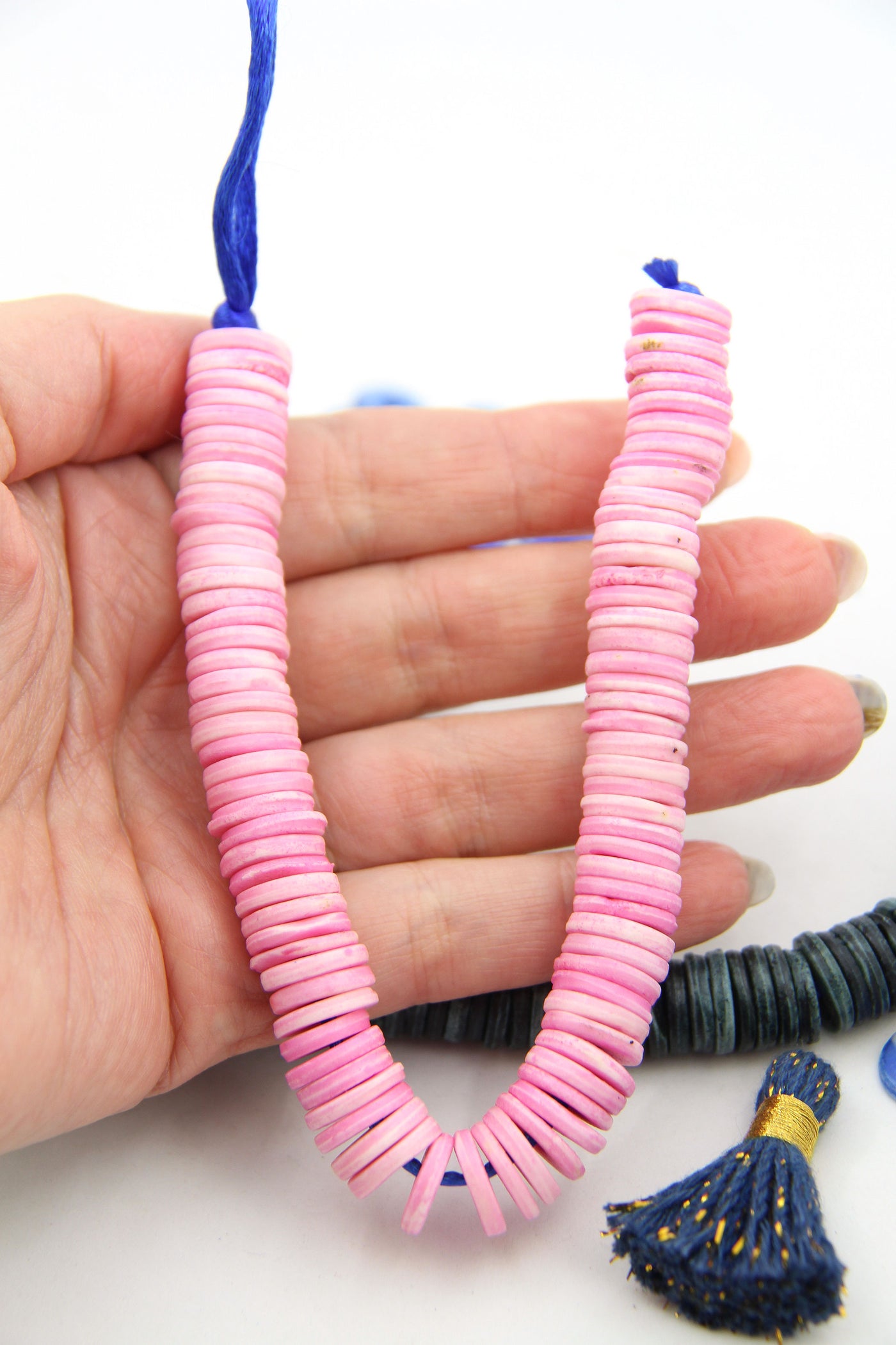 Pink Handmade Heishi Disc Beads for Making Bracelets and Necklaces