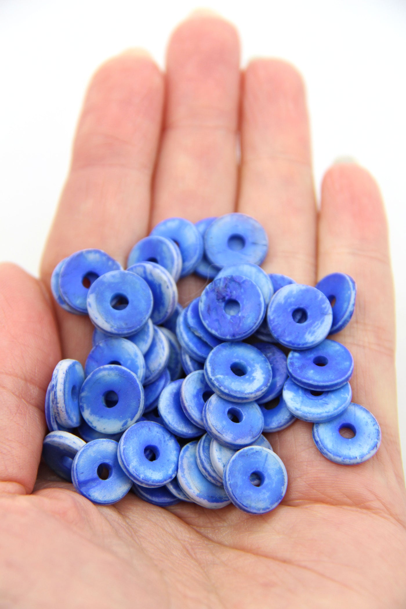 Blue Handmade Heishi Disc Beads for Making Bracelets and Necklaces
