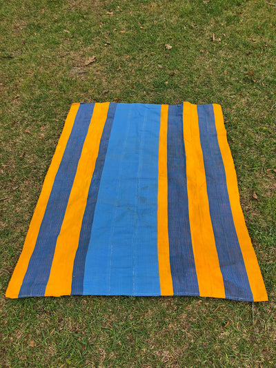 Vintage Aso Oke African Textile, Picnic Blanket, Colorful Hand Woven Cloth, Wall Hanging