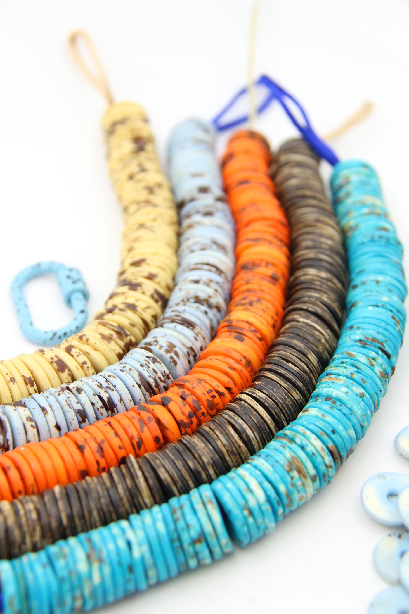 Bold Mottled Bone Beads, Heishi Spacer Beads, 16x2mm, 80 beads