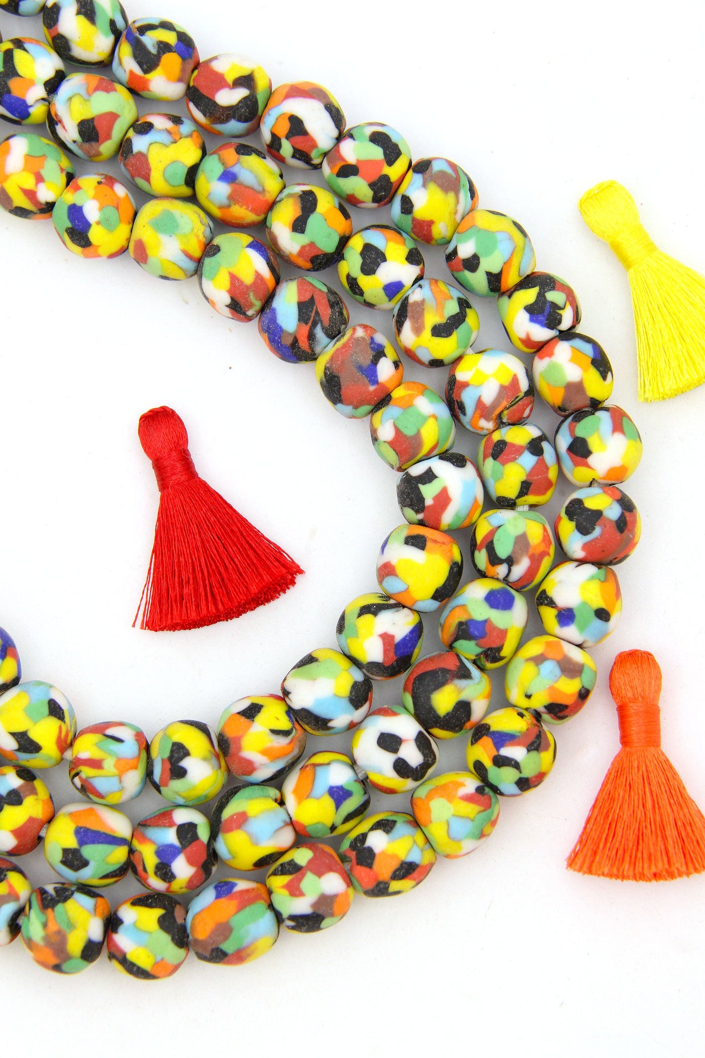 Bright Medley Fused Recycled Glass Beads 14mm: Eco-Friendly Beads