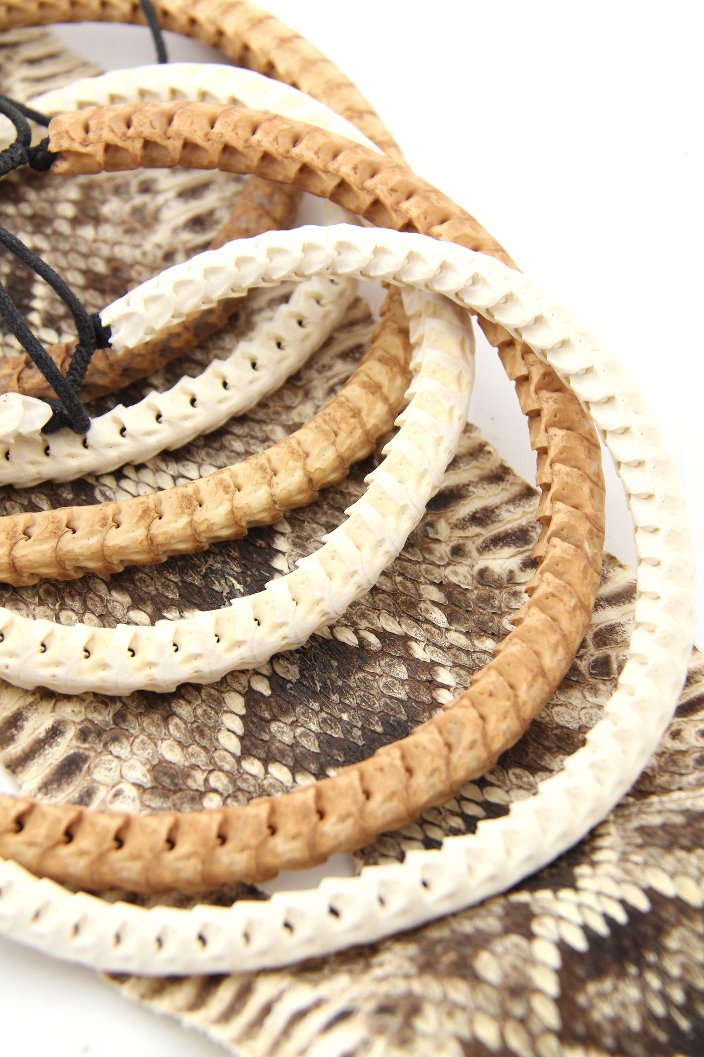 Serpentine: Brown & White Real Snake Vertebrae Beaded Necklace