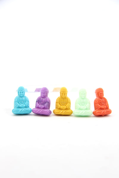 German Resin Buddha Charms, 1" Pendant Beads in Turquoise, Coral, Turmeric, Mint, Lilac