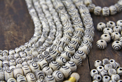 Bullseye Pattern Bone Beads