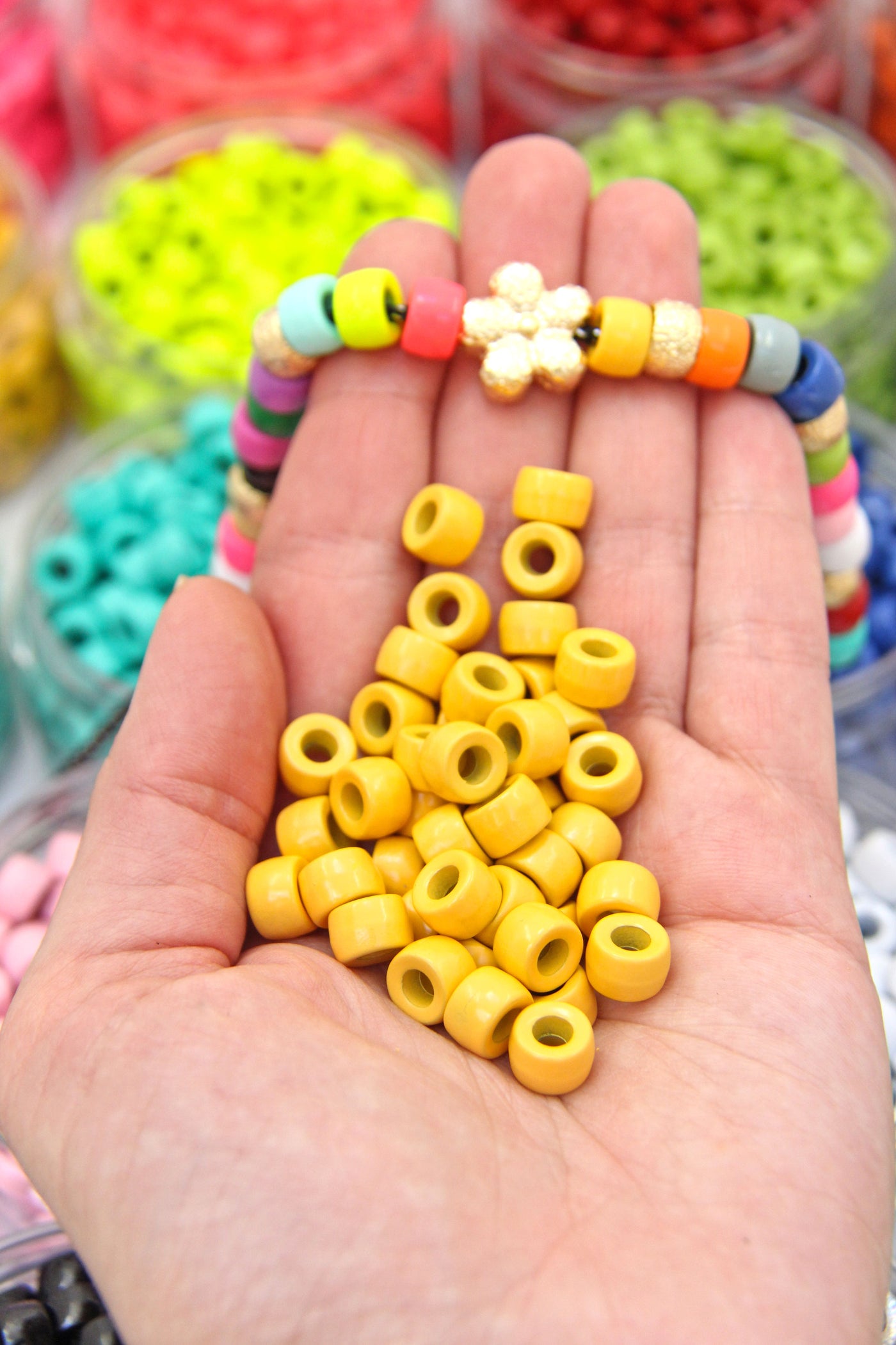 Enamel Pony Beads, Gold Stardust Roller Beads, For Tie-On