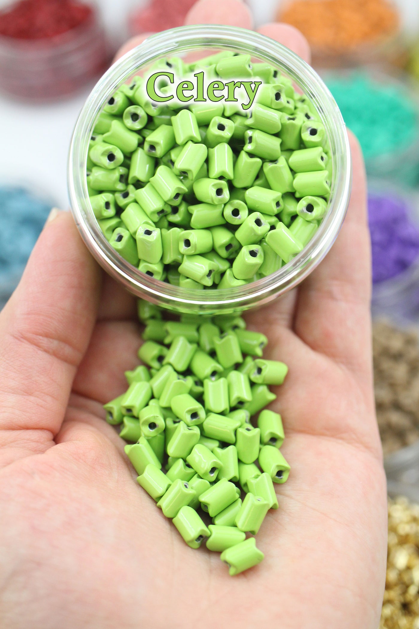 Wave beads in green, for DIY jewelry like Roxanne Assoulin