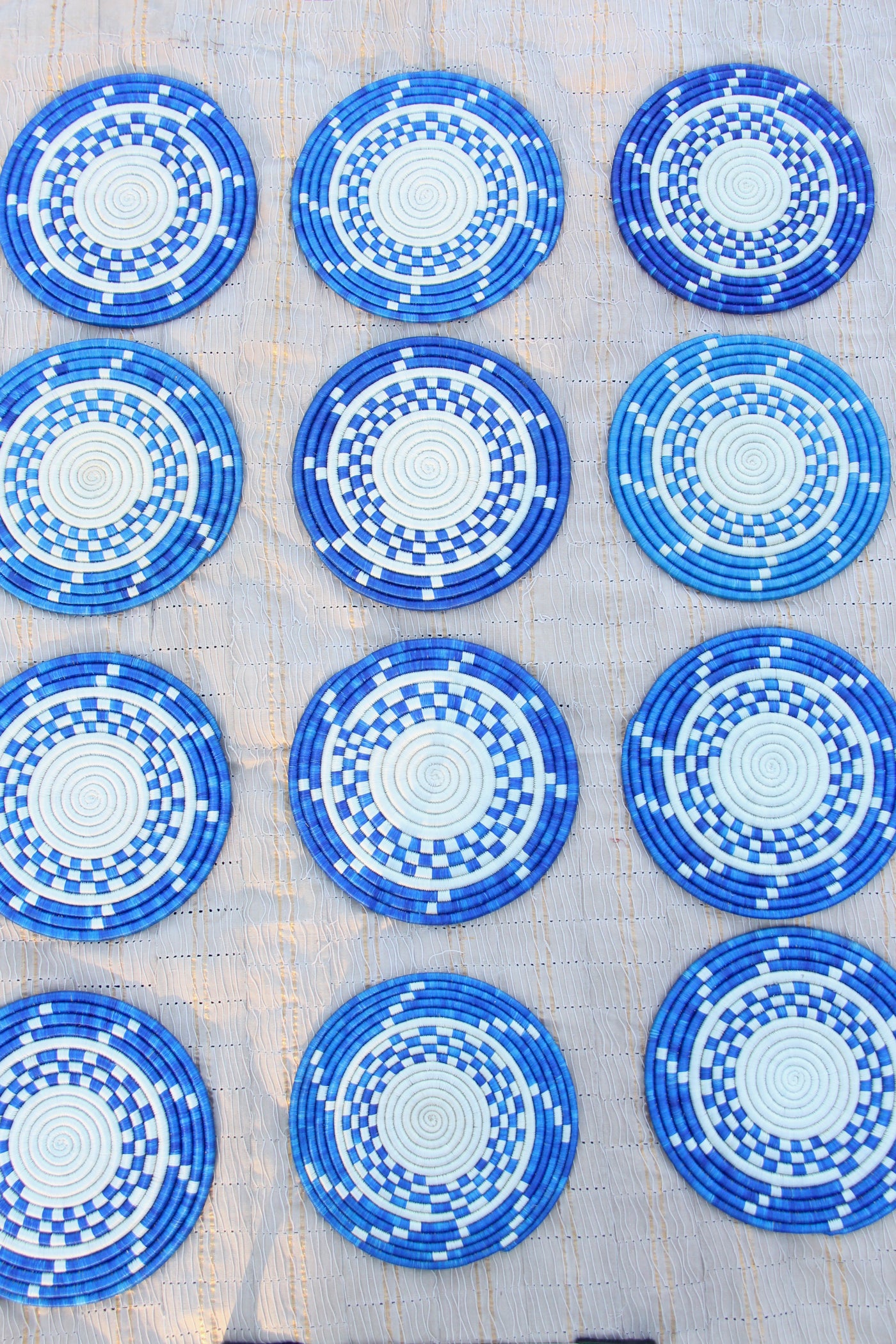 Classic Blue & White African Trivet, Boho Home Decor, Wall Hanging