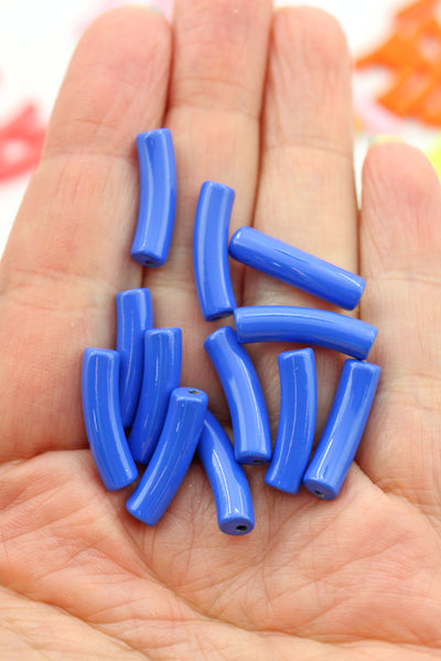 Enamel Curved Tube Beads for DIY Bangles, 19x5mm, 1 bead